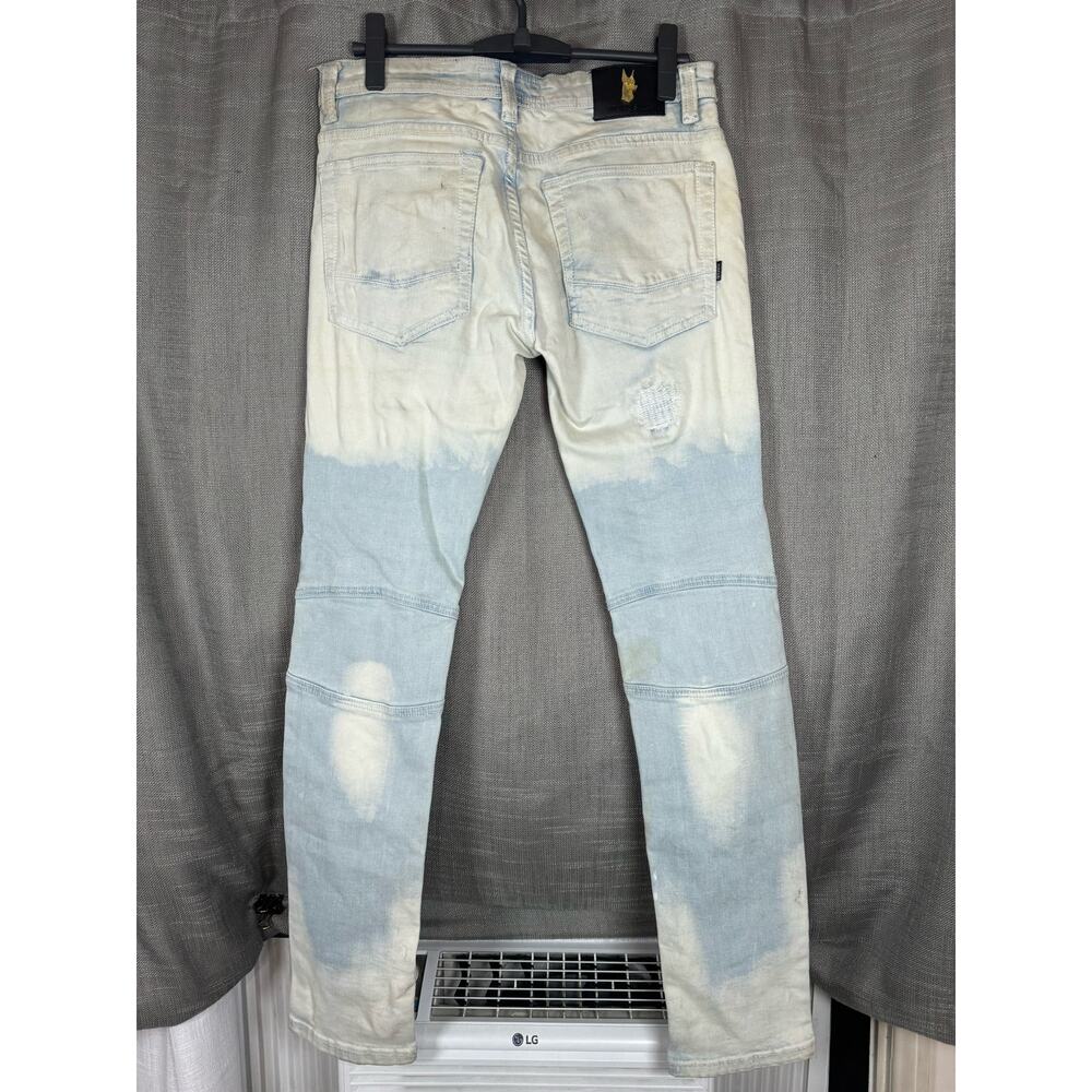 Makobi Prado Biker Jeans With Rip & Repair Light Wash (Recut) Men’s S 30 X 32 View 2
